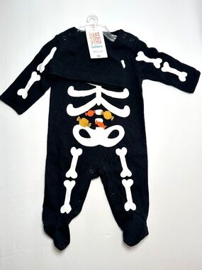 Carter’s Baby Skeleton Sleeper 3M NWT Halloween Footed Pajamas Costume